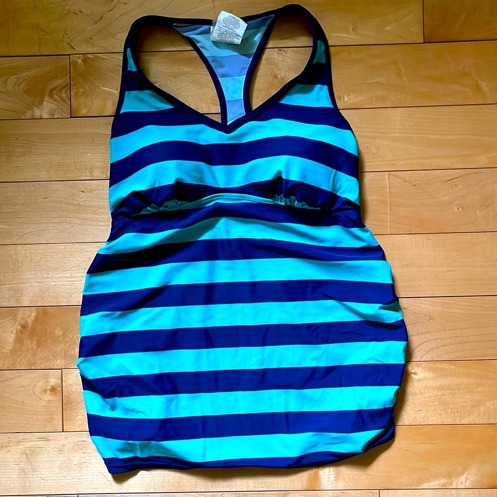Stripped maternity swim top